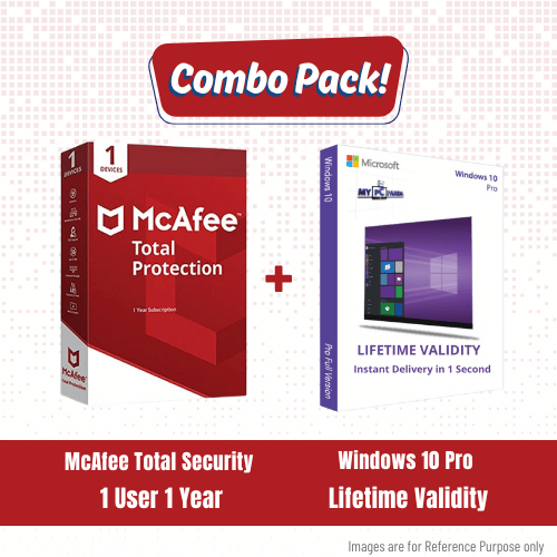 Combo Pack - McAfee Total Security 1 PC 1 Year + Windows 10 Pro 1 PC Lifetime Key